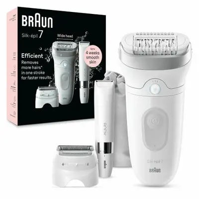 Epilator Braun Silk-epil 7 7-441 SkinSpa, Wet & Dry, MicroGrip, Smart Light, 40 de pensete, 2…