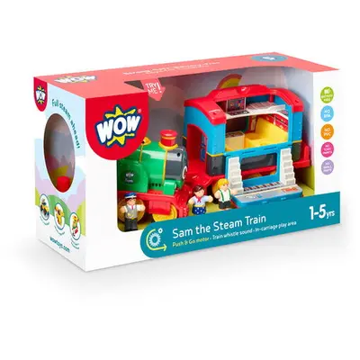 WOW Toys Jucarie pentru copii WOW Toys, Tren cu vagon, Sam the Steam Train, 1-5 ani