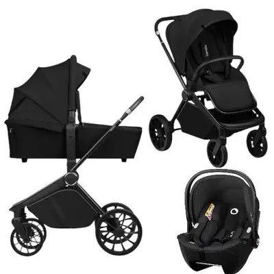 Carucior 3 in 1, Lionelo, Mika Plus, Cu scoica auto Moxie Black Carbon, Reversibil, Cu sistem de…