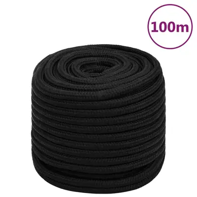 Franghie de lucru, negru, 16 mm, 100 m, poliester