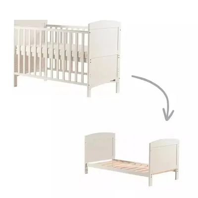 Patut din lemn bebe, 120x60 cm, Transformabil pentru bebe si junior, Din lemn de pin si mdf, Cu…