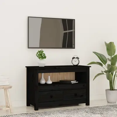 Comoda tv, negru, 79x35x52 cm, lemn masiv de pin