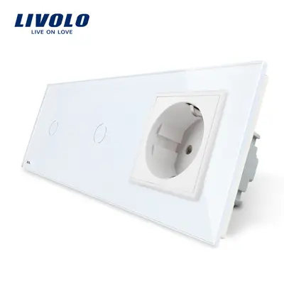 Intrerupator LIVOLO simplu+simplu cu touch si priza din sticla