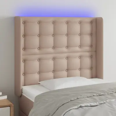 Tablie de pat cu led cappuccino 83x16x118/128cm piele ecologica