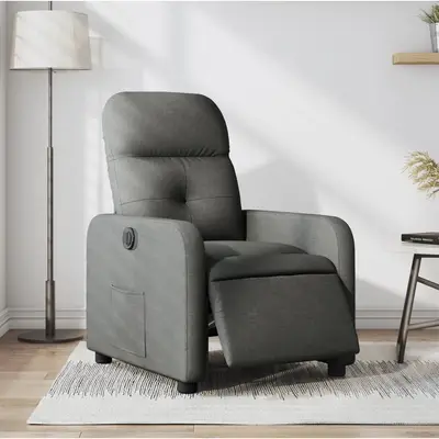 Fotoliu rabatabil electric, gri inchis, material textil