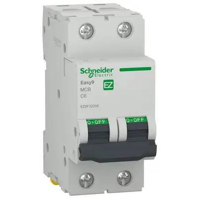 Siguranta automata Easy9 2P 6A 4500A curba C Schneider EZ9F32206