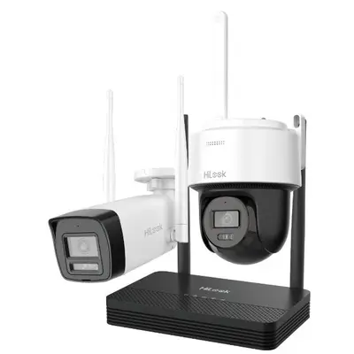 Kit 2 camere Wifi bullet + PT cu NVS HiLook IKS-2042BPH-PH/W, 2MP, lentila 2.8mm, IR 30m, lumina…