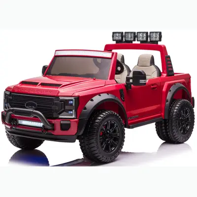 Masinuta electrica pentru 2 copii, Ford Super Duty F450, 300W 24V 14A premium, culoare rosie