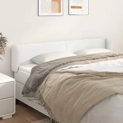 Tablie de pat cu aripioare alb 163x23x78/88 cm piele ecologica