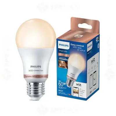 Philips Bec LED inteligent Philips, Wi-Fi, Bluetooth, A60, E27, 8W