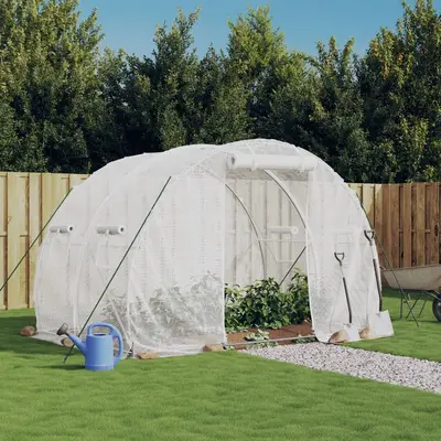 Sera cu un cadru din otel, alb, 6 m2, 3x2x2 m