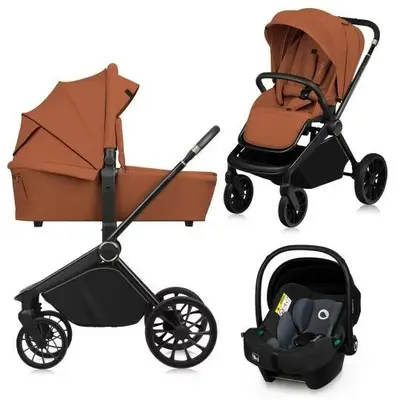 Carucior 3 in 1, Lionelo, Mika Plus, Cadru din aluminiu, Cu landou intarit si salteluta moale, Cu…