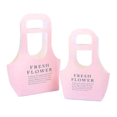 Sacoșe din hârtie Fresh Flower - roz (set 10 buc) - Mici - 17x7,5x32,5cm