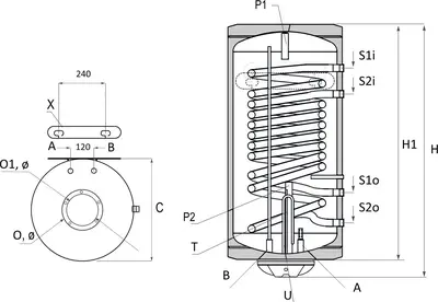 Boiler termoelectric Sunsystem BB NL2 150 PRL 3KW cu doua serpentine 150 litri putere serpentina 15…