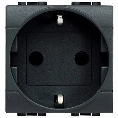 Priza schuko 2M 16A Bticino Living Light L4141, antracit