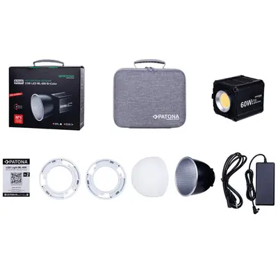 Patona Lampa Video, 60W, LED COB Profesionala, Patona ML-600 Premium, 2700K-6500K, Negru