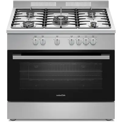 NobeLTek Aragaz semi-profesional Nobeltek NLT SP6904IX/FE1, plita gaz cu 5 arzatoare, 90 cm, inox