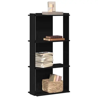 Biblioteca cu 3 niveluri, negru, 60x30x120 cm, lemn prelucrat