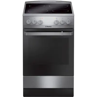 hansa Aragaz Hansa FCCX580009, electric, 4 zone de gatit, cuptor 65 l, Argintiu