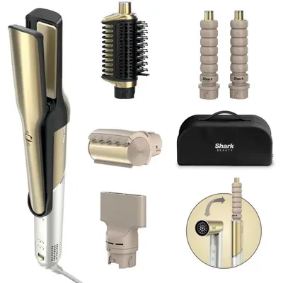 SHARK Multistyler 6-in-1 Shark Glam Ceramic HD6051SEU, Placa Silki cu aer cald, Perie Glossi pentru…