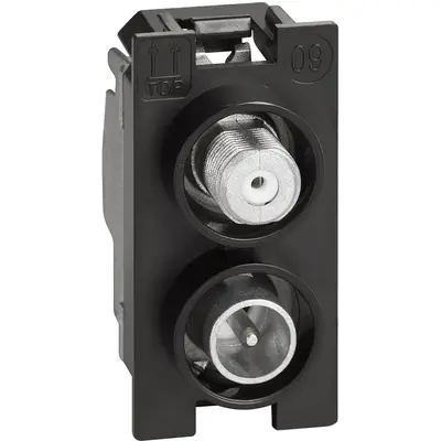 Priza coaxiala directa demixata pentru instalatii aeriene Bticino Living Now K4214D, alb, negru…