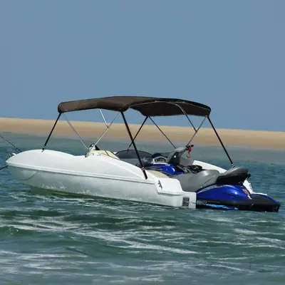Parasolar barca bimini cu 3 arcuri, negru, 183x196x137 cm