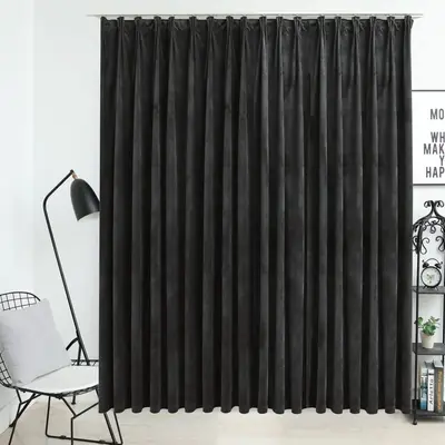 Draperie opaca, antracit, 290 x 245 cm, catifea, cu carlige