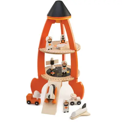 Tender Leaf Jucarie din lemn premium, Racheta cu astronauti, Tender Leaf Toys - Cosmic rocket, 11…