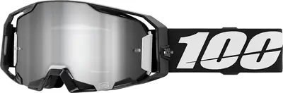Ochelari cross atv 100% Armatic, lentila oglinda argintie, culoare rama negru