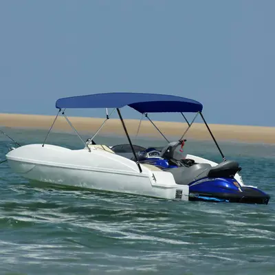 Parasolar barca bimini 4 arcuri bleumarin, 243x(230-244)x137 cm