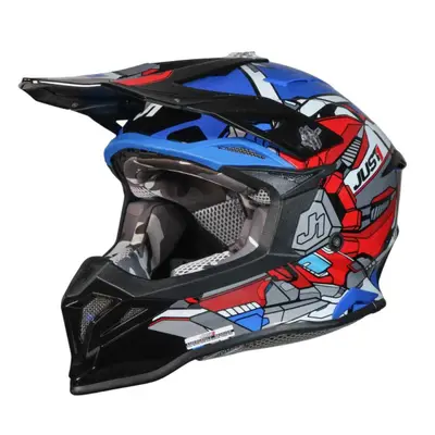 Casca motocross atv JUST1 J39 Suppressor marime M, Rosu Albastru Negru Lucios