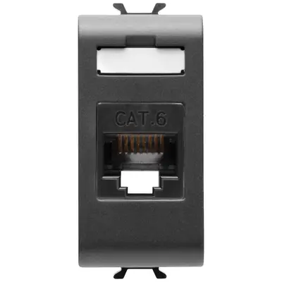Priza de date UTP RJ45 CAT.6 1 modul Gewiss Chorus GW12423, negru satin