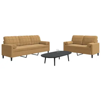 Set de canapele cu perne/rulouri, 2 piese, maro, catifea
