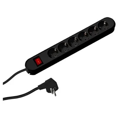 Prelungitor Bachmann SMART 6xCEE7/3 PC, cu intrerupator, lungime cablu 3 m, H05VV-F 3G1.5, NEGRU…