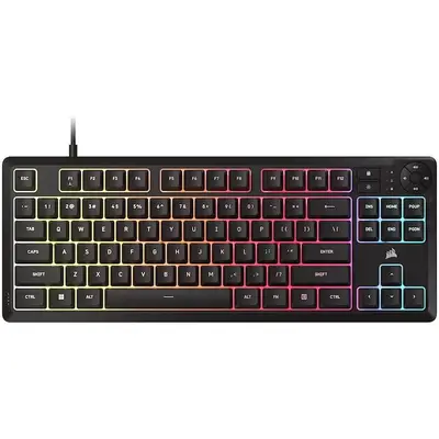 CORSAIR Tastatura Gaming cu fir Corsair K55 CORE TKL, iluminare RGB, 87 de taste, Switch-uri Rubber…