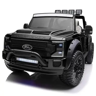 Masinuta electrica pentru 2 copii, Ford Super Duty F450, 300W, 24V 14A premium, neagra