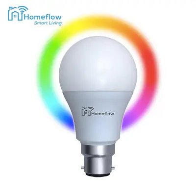 Bec inteligent LED Wireless Homeflow B-5006, B22, 9W (60W), 806lm, RGB, dimabil, Control de pe…