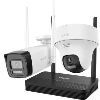 Kit 2 camere Wifi bullet + turret cu NVS HiLook IKS-2042BTH-PH/W, 2MP, lentila 2.8mm, IR 30m…