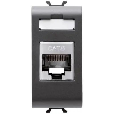 Priza RJ45 CAT6 FTP 1 modul Gewiss Chorus GW12424, negru satin