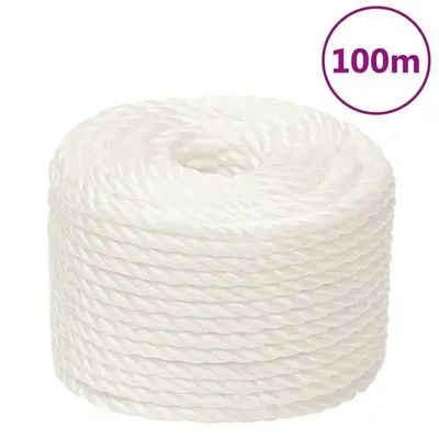 Franghie de lucru, alb, 12 mm, 100 m, polipropilena