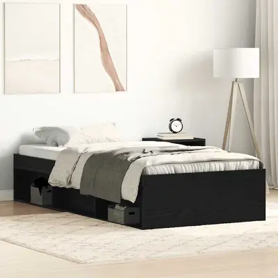 Cadru pat fara saltea stejar negru 90x190 cm lemn prelucrat