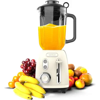 CECOTEC Blender Cecotec Power Black Titanium RetroBeige, 03885, 1200W, bol sticla 1.5L, Bej