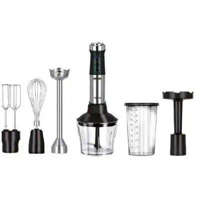 MPM Mixer de mana (tocator) MPM AGD MBL-42M, Set - Inox, Turbo, 1500W, 6 functii, Negru