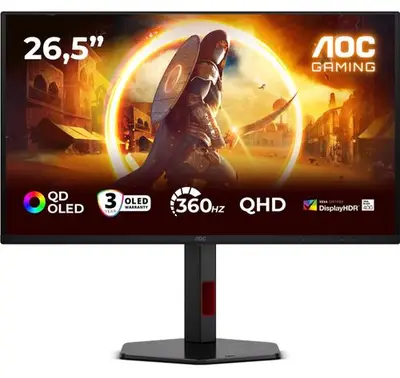 Monitor Gaming QD-OLED AOC 26.5inch Q27G4SDR, QHD (2560x1440), HDMI, DisplayPort, Pivot, 360 Hz…