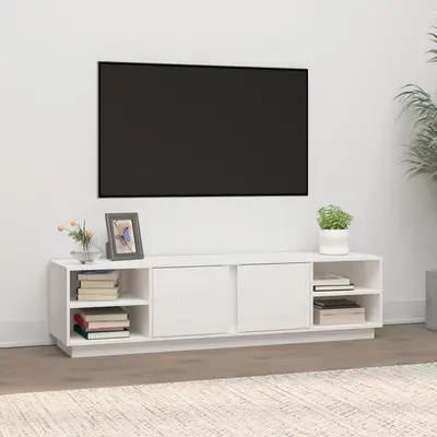 Comoda tv, alb, 156x40x40 cm, lemn masiv de pin