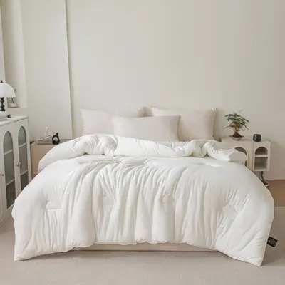 Pilota Norisor, 200x230 cm, Puf Siliconic si Invelis din Microfibra Fina, Alb