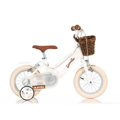 Bicicleta cu pedale, Dino Bikes, Retro, Cu roti ajutatoare, Cu cosulet frontal vintage, 12 inch…