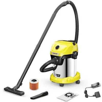 Karcher Aspirator umed-uscat cu acumulator Karcher WD 3-18 S 1.628-576.0, Baterie de 18 V, 17 L…