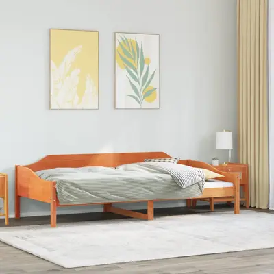 Cadru de pat fara saltea maro ceruit 80x200 cm lemn masiv pin