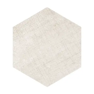 Gresie hexagonala exterior / interior Fabric Ivory 21 5 x 25 cm mata portelanata aspect ciment